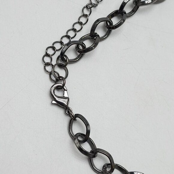 Vintage Yellow Cream Acrylic Teardrop Beaded Necklace With Metal Chain - Picture 4 of 6